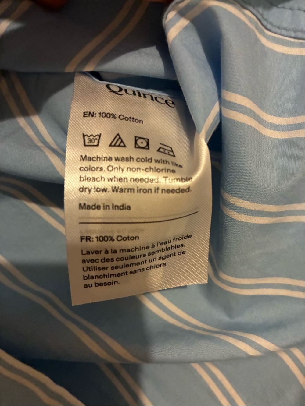 New Quince Cotton Poplin Long Sleeve Boyfriend Shirt Delta Blue Double Stripe - Picture 7 of 7